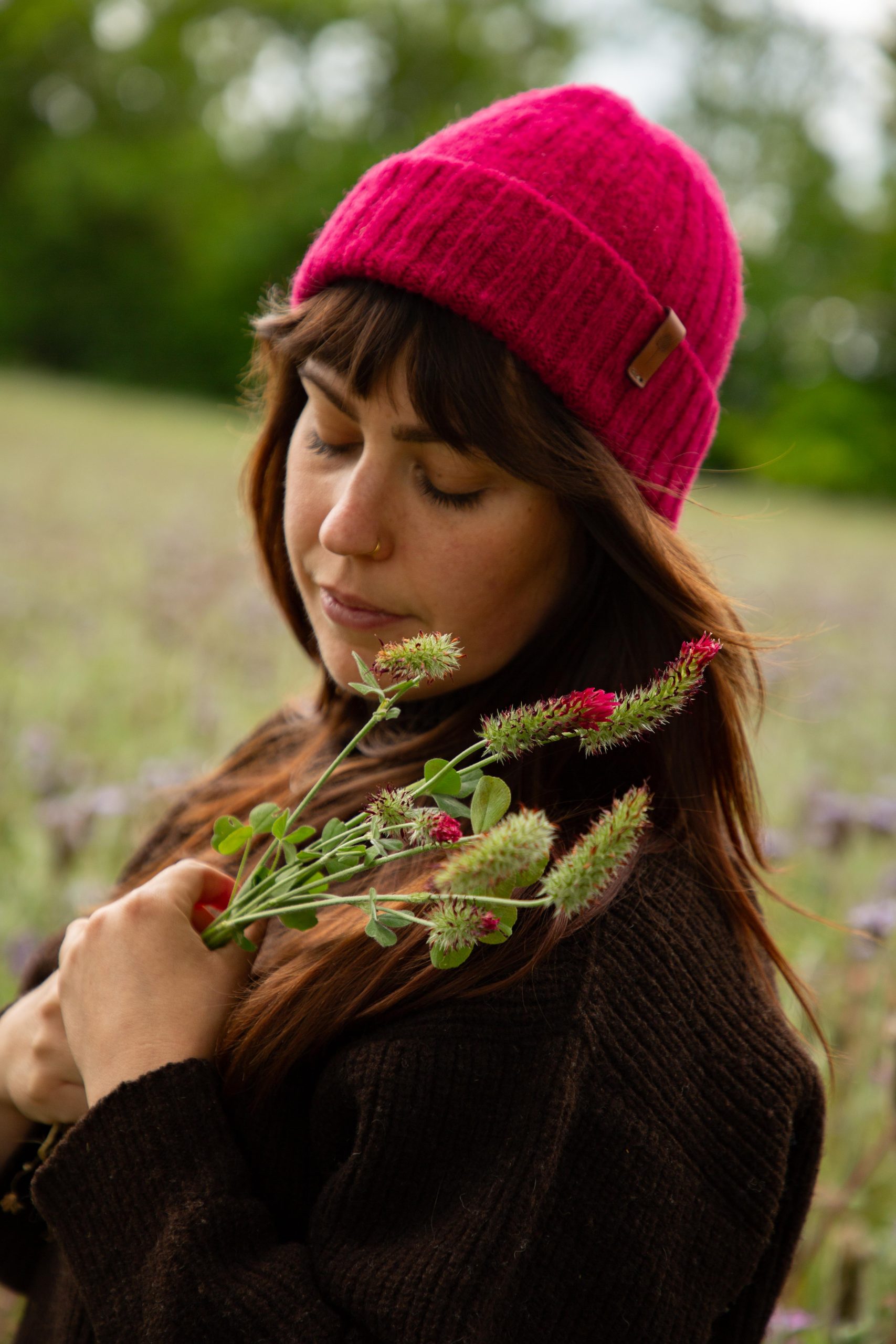 Bonnet en laine rose