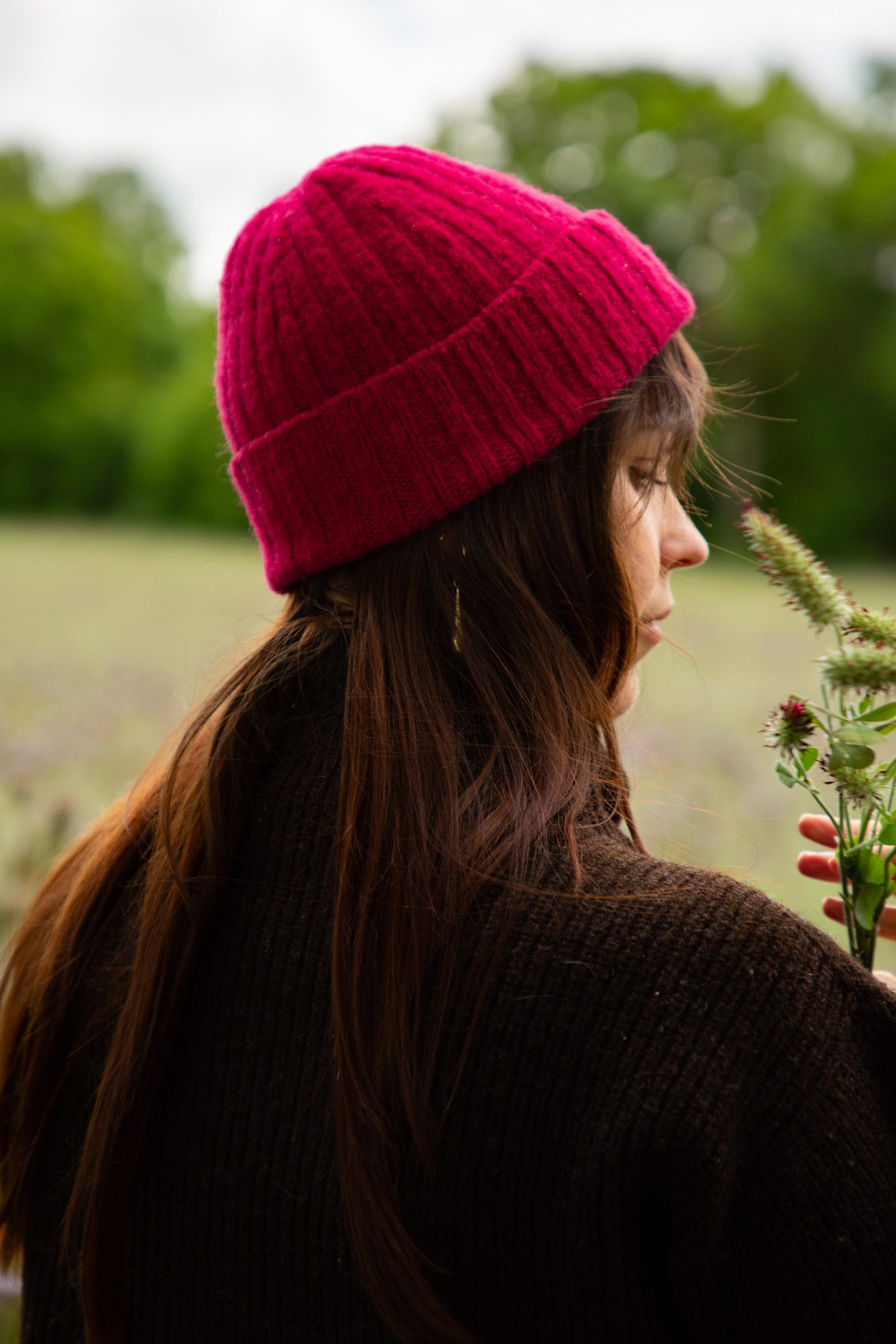 Bonnet en laine rose
