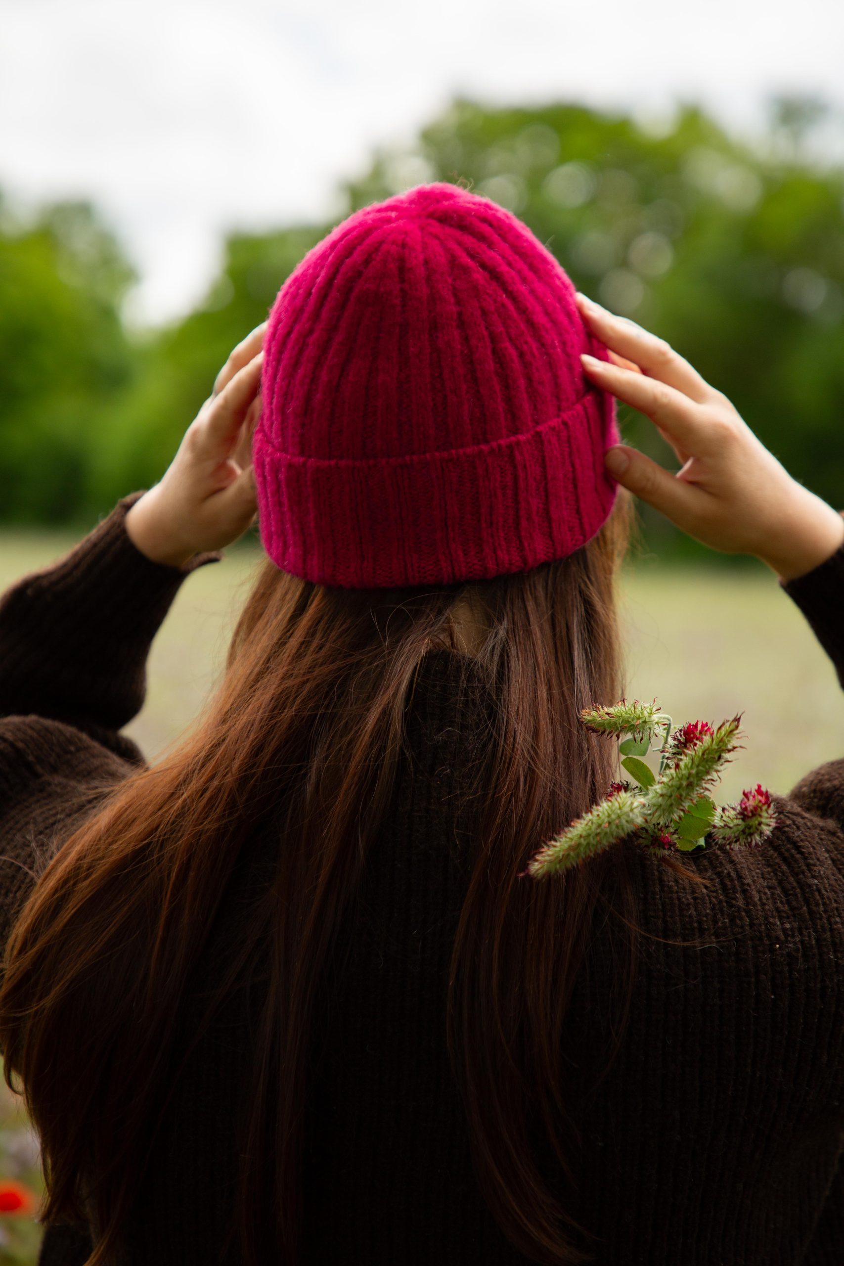 Bonnet en laine rose